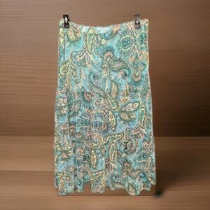 Harlow & Rose Green Tiered Lined Broomstick Skirt Large Stretchy